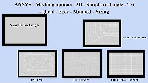 ANSYS   Meshing options   2D   Simple rectangle   Tri   Quad   Free   Mapped   Sizing