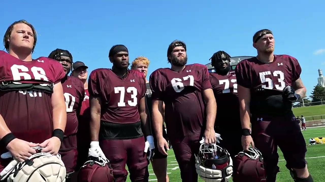 Special guest Matt Limegrover spoke to offensive line after practice