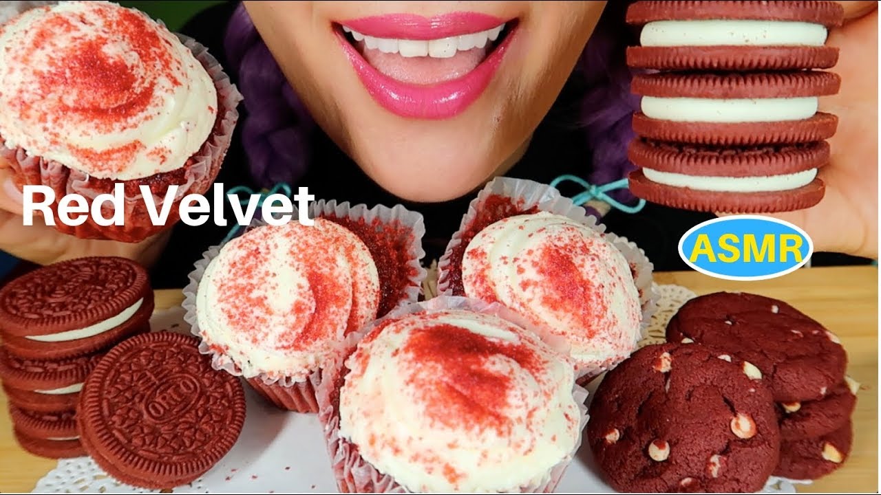 ASMR 레드벨벳 컵케익, 레드벨벳 오레오 리얼사운드 먹방 | RED VELVET CUP CAKE+RED VELVET OREO EATING SOUND| CURIE.ASMR