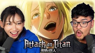 FEMALE TITAN REVEALED! | Girlfriend Reacts To Attack On Titan 1X23 REACTION!