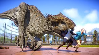 INDOMINUS REX & TREX & INDORAPTOR FIGHT & ESCAPE - Jurassic World Evolution 2 screenshot 3