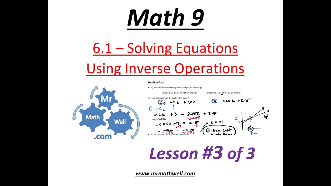 Math 9 - 6.1 Solving Equations #3of3 - YouTube