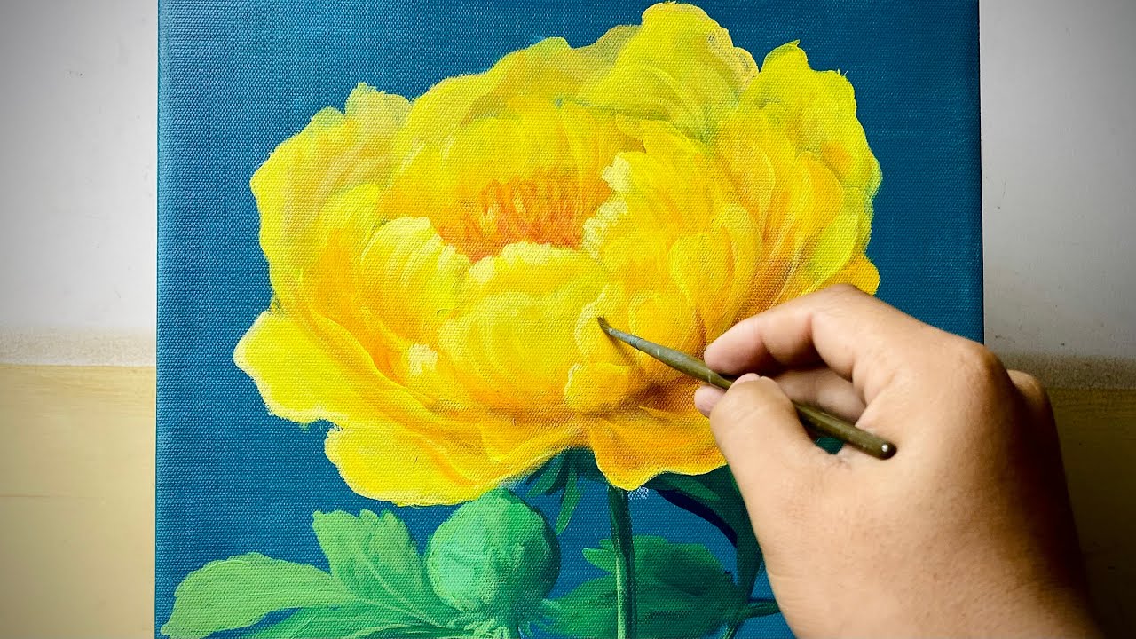Beautiful Peony Painting | Acrylic Still Life Painting Tutorial For ...