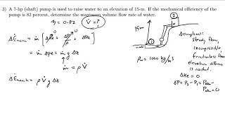 Thermodynamics Exam 1, Problem 3, Mechanical Energy, Efficiency