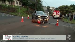 Motociclista fica ferido em colisão frontal no...