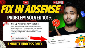 Fix in Adsense for Youtube Problem | Your AdSense account wasn