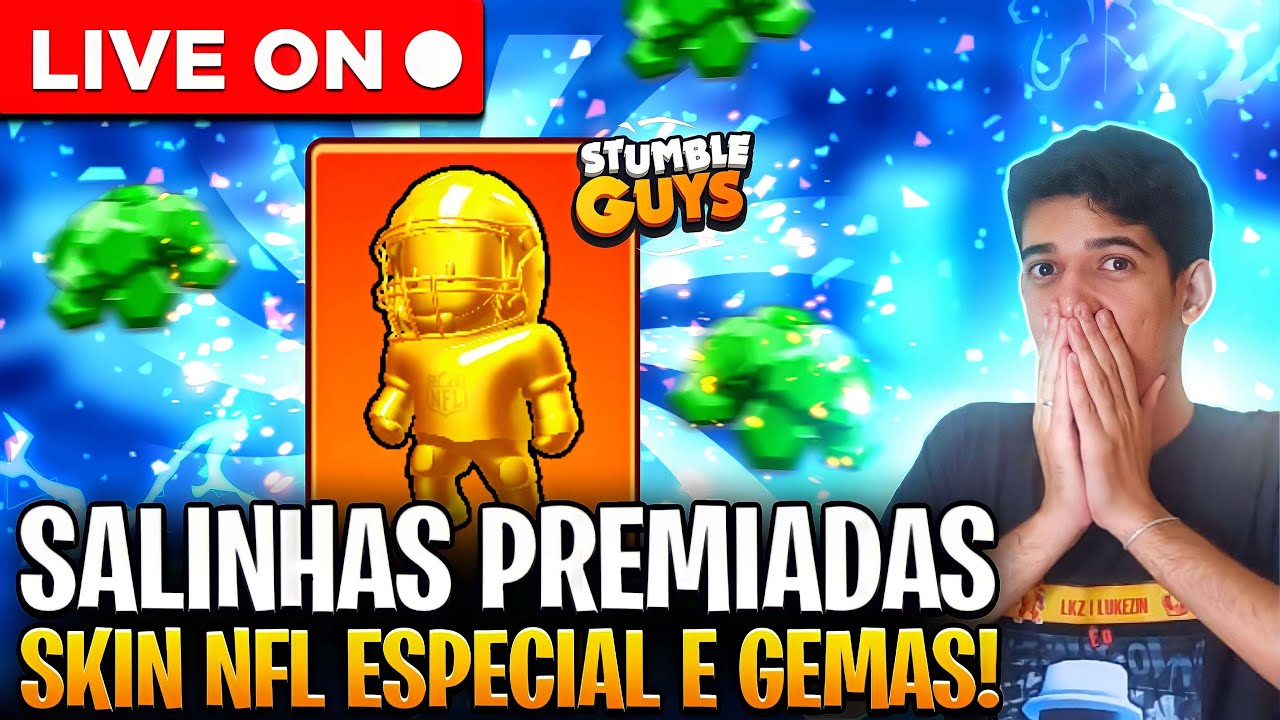 LIVE STUMBLE GUYS, SALINHA COM OS CRIA AO VIVO, NOVAS SKINS