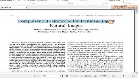 IEEE  2013   MATLAB full document COMPRESSIVE  FRAMEWORK FOR DEMOSAICING OF NATURAL IMAGES