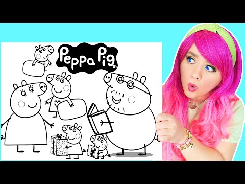 Coloring Peppa Pig, George, Mommy x Daddy Pig Coloring Pages | Prismacolor Markers