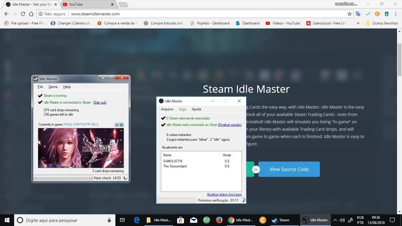 SOLUÇÃO Idle Master ERRO no processo, pagina da insígnia, etc...