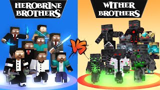 WITHER DEMON BROTHERS VS HEROBRINE BROTHERS : SAVING WITHER  MONSTER SCHOOL