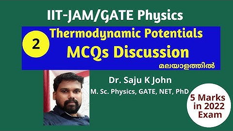 Thermodynamic Potentials MCQs for IIT-JAM/GATE