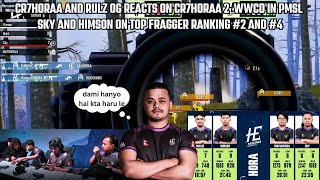 @Cr7HoraaYT @RulzOG REACTS ON @HoraaEsportsOfficial 2 WWCD IN PMSL| SKY AND HIMSON TOP FRAGGER