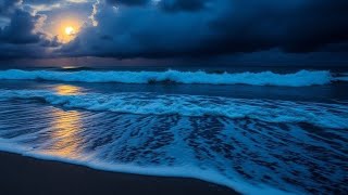 (🔴21.2) Ocean Waves Sounds for Sleep with Calm Night Beach and Soft Sea Breeze