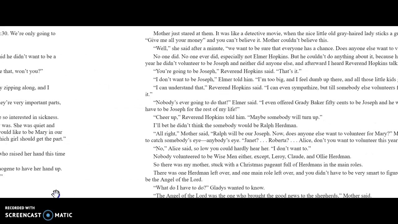 The Best Christmas Pageant Ever Ch 3 part 1 YouTube