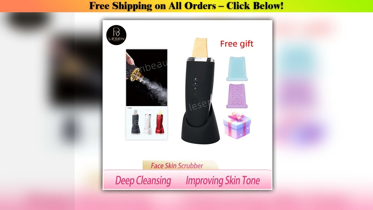 2 Generation Professional Ultrasonic Facial Skin Scrubber Ion Deep Face Cleaning Peeling Shovel