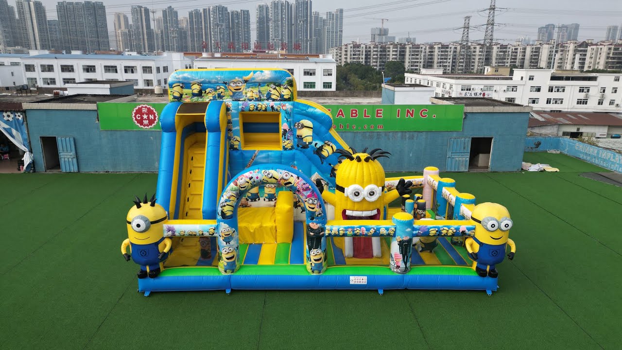 3D Minions Theme Commercial Inflatable Combo with Slide Factory Direct Chinee Inflatables T6-8488