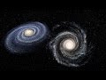 Simulation andromeda galaxy colliding with the milky way