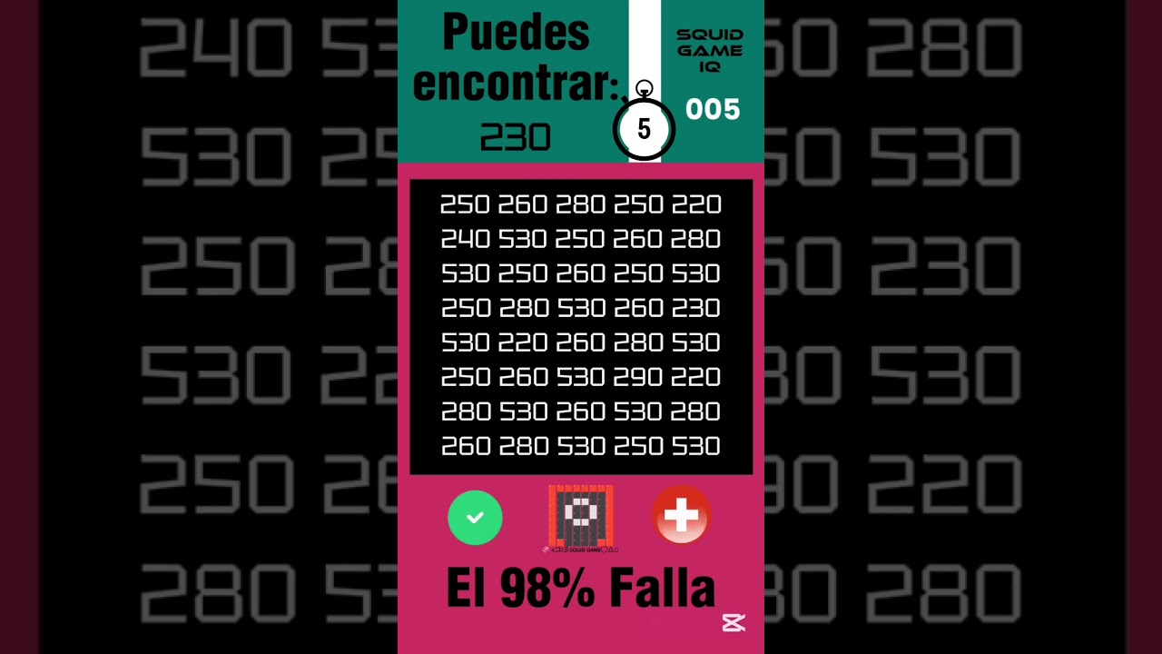 🔥 Encuentra los números🔥 Squid game IQ 001-010 🤔🤔🤔🤓🤓🤓 