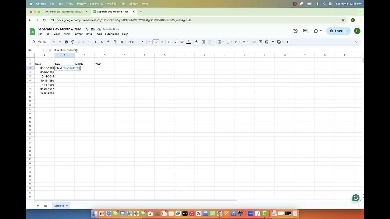 Excel find a day from date excel text function youtube