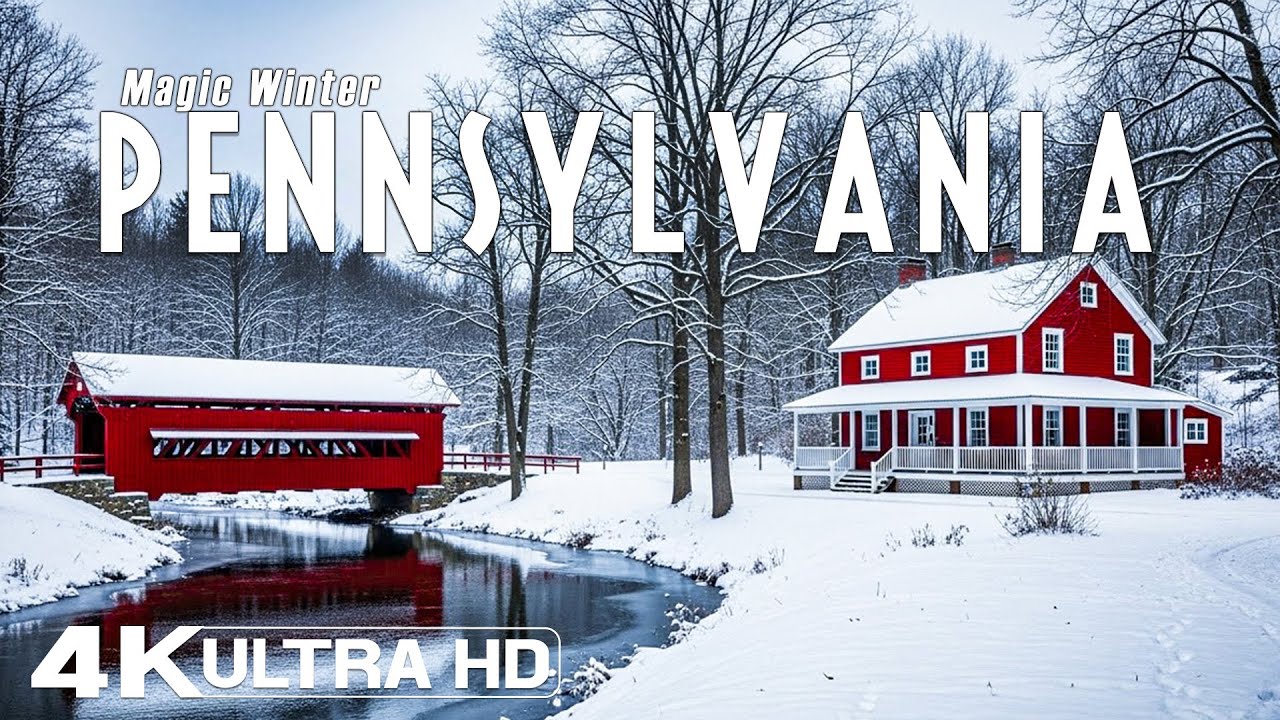 Pennsylvania Winter ❄️ 8K Icy Rivers, Snow-Covered Towns & Timeless Appalachian Fairytale Scenery