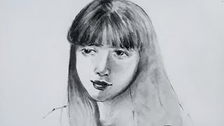 Charcoal potrait step by step . DM to online art classes and learn potrait 