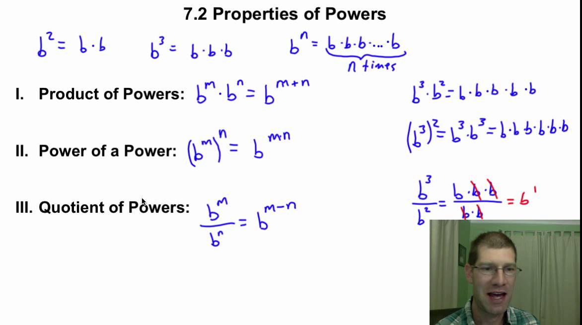 Algebra 2 7.2 Properties of Powers YouTube