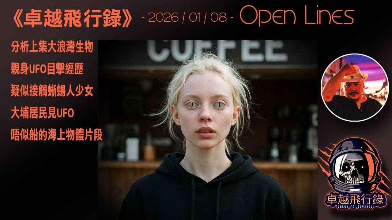 《卓越飛行錄》 - 2026/01/08 - 分析大浪灣生物,唔似船的海上物體,UFO目擊,接觸蜥蜴人少女,大埔居民見UFO