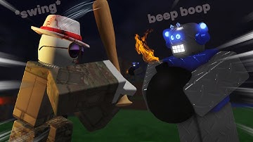 DESTROYING ROBOTS WITH A BASEBALL BAT IN ROBLOX! (Build to survive the robots 2)