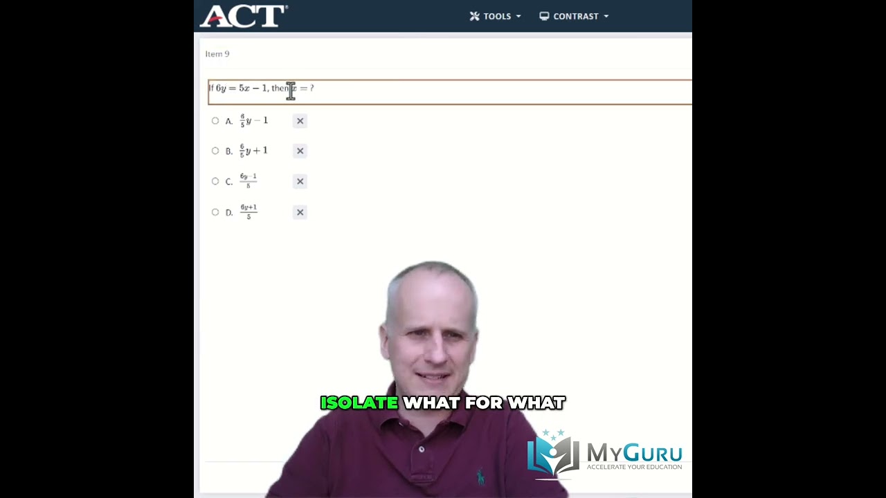 2025 Digital ACT Math Section Walkthrough Using Official ACT Practice Exam: Fast Algebra