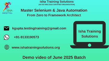 Selenium with Java Demo Video On 10th June 2025.Call or WhatsApp us on +91-9133190573 to Enroll