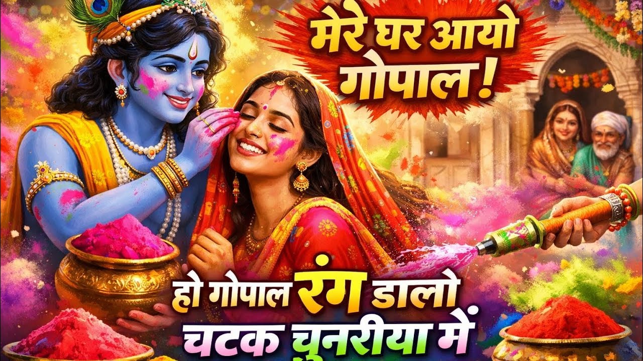 🙏🏻🙏🏻मेरे घर आओ👉 गोपाल हो गोपाल रंग डालो चटक चुनरिया मेंll