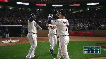 OAK@MIN: Mauer sprays two-run homer to left-center