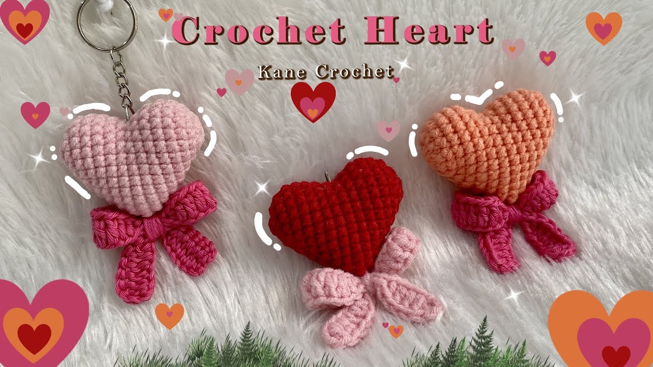 ВЯЗАНАЯ ВАЛЕНТИНА КРЮЧКОМ 💖 Урок по вязанию крючком сердечек и банта 🎀 Брелок для ключей крючком