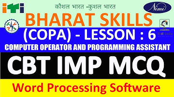 ITI COPA MCQ, Word Processing Software MCQ, COPA CBT MCQ, Bharat Skill MCQ, COPA CBT PAPER SOLUTION
