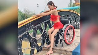 Pretty Paraplegic Girl Trying to Walk #1