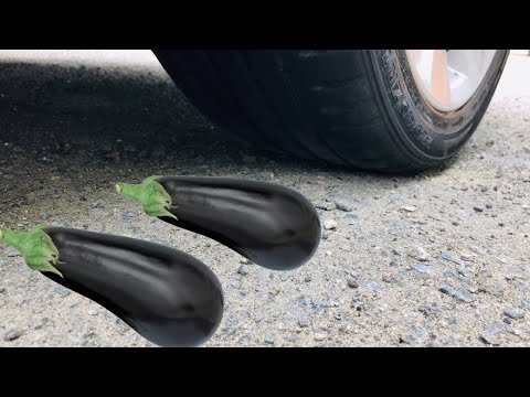 Car Experiment! Crushing Crunchy & Soft Things by Car! Car VS  Eggplant! ASMR