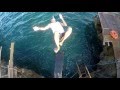 прыжки с вышки в воду на остове magic island. Филиппины, Боракай. Jumping on magic island/