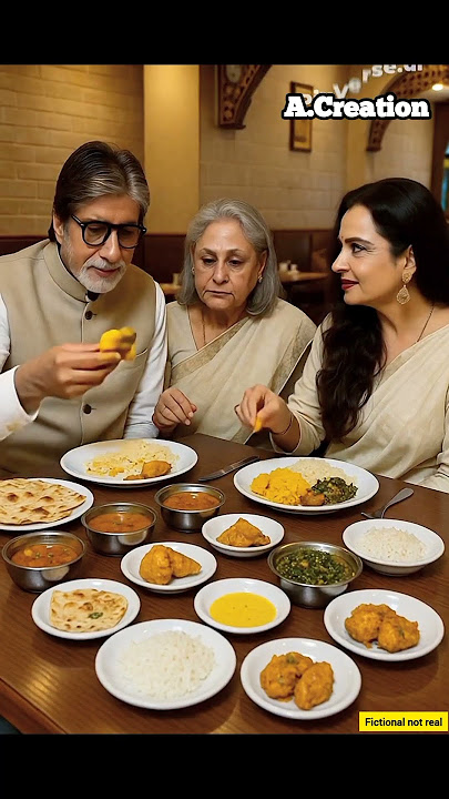 Amitabh Bachchan and Rekha with Jaya Bachchan in Resturant #amitabhbachchan #rekha