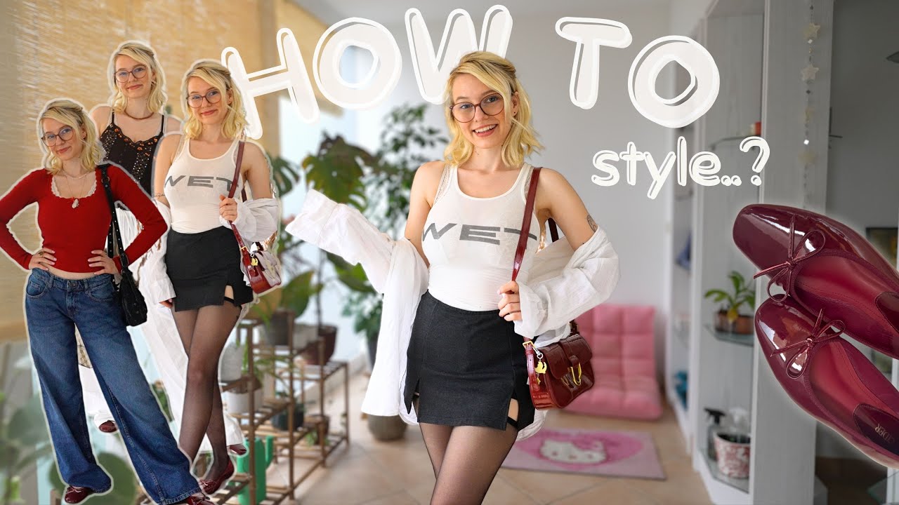 ASMR How to style VIRAL red BALLERINAS? | 4 Outfit Ideas