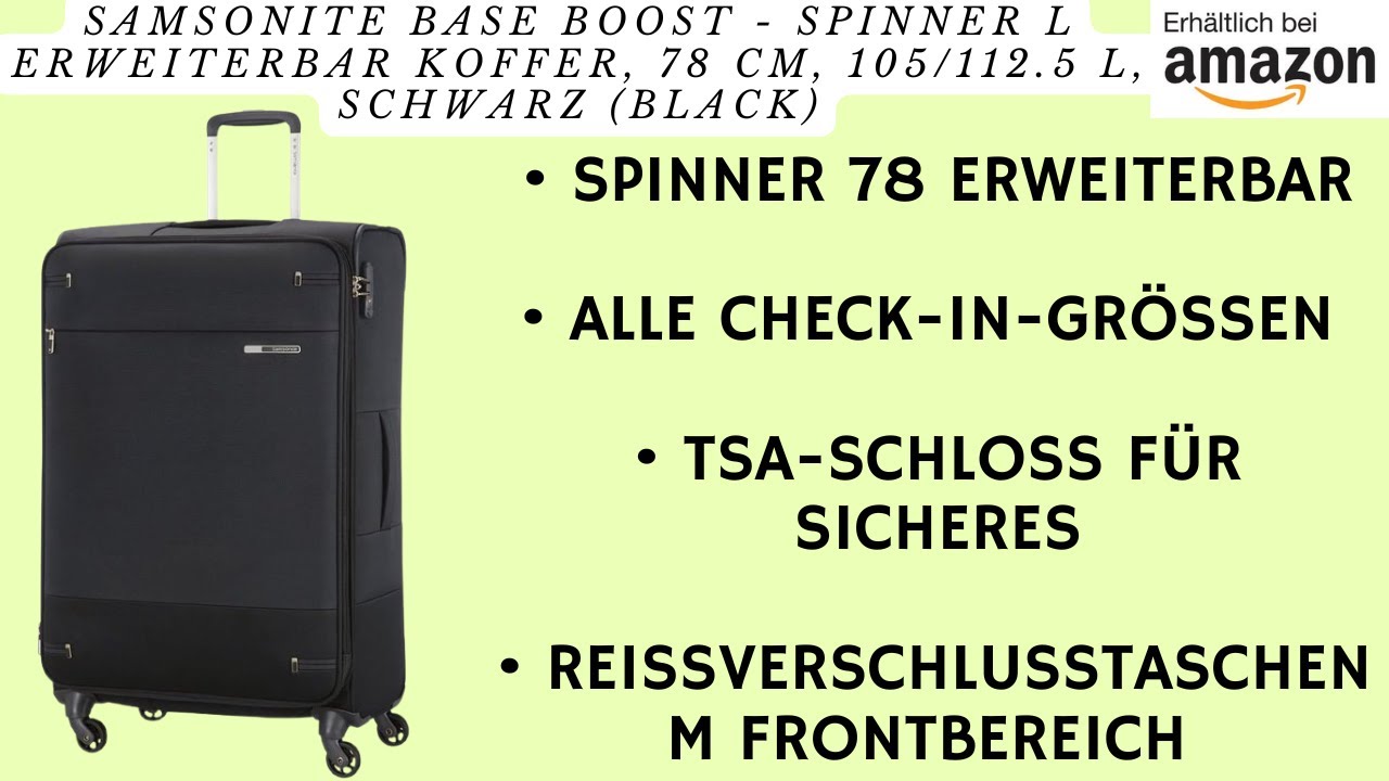 Samsonite Base Boost - Spinner L Erweiterbar Koffer, 78 cm, 105/112.5 L, Schwarz (Black)