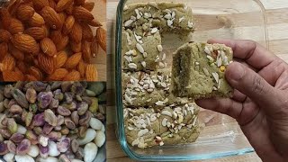 pista badam barfi recipe | pista badam burfi | how to make badam pista barfi