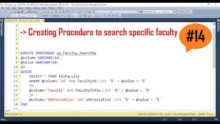 Finance Management System Project - Session 14 Create Stored Procedure to Search Specific Faculty