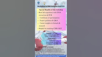 2-D workshop on DNA Isolation and PCR
