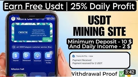 New Usdt Mining Site | usdt earning site I trx usdt mining app | Cloud Mining I usdt investment site