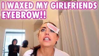 WAXED MY GIRLFRIENDS EYEBROW PRANK!! (SHE CRIED)