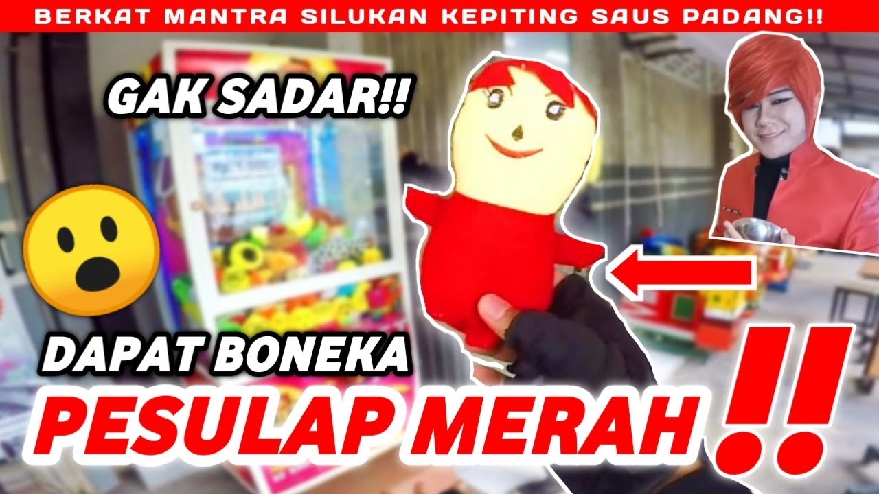 GAK SADAR !! DAPET BONEKA PESULAP MERAH DI MESIN CAPIT BARU...