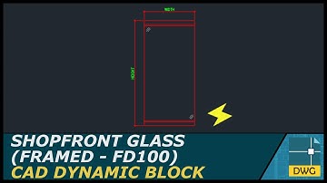Shopfront Glass - Framed (FD100): AutoCAD Dynamic Block (Elevation View)
