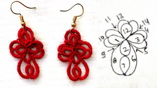 shuttle tatting earring for beginners,lace, jewelry/how to make needle tatting earring