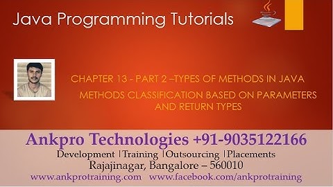 Java for beginners - Chapter 13 : Methods classification based on parameters and return types Part 2